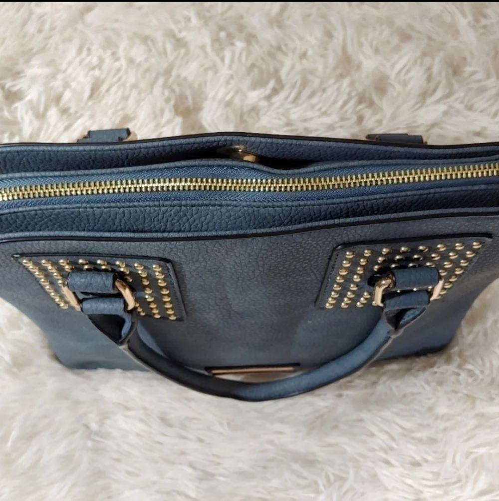 Andrew MARC New York Women's Blue Leather Satchel